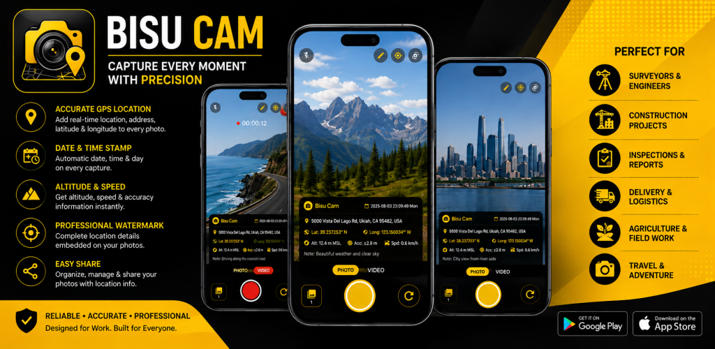 Bisu Cam – Professional GPS Camera with Accurate Location & Timestamp
